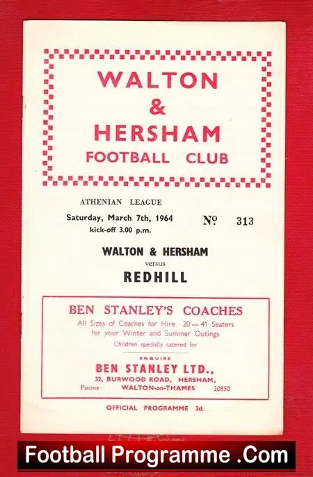 Walton Hersham v Redhill 1964