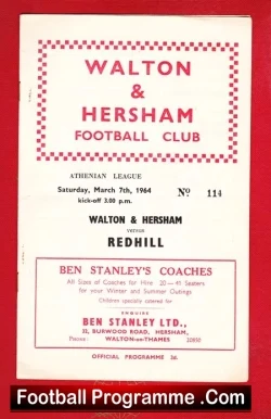 Walton Hersham v Redhill 1964 – Athenian League