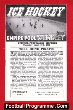 Wembley Ice Hockey v Brighton Tigers 1959