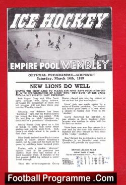 Wembley Ice Hockey v Nottingham 1959