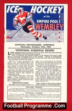 Wembley Ice Hockey v Sweden 1955