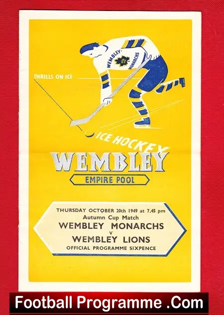 Wembley Monarchs Ice Hockey v Wembley Lions 1949