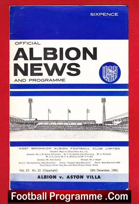 West Bromwich Albion v Aston Villa 1965
