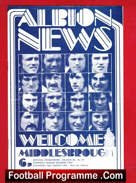West Bromwich Albion v Middlesbrough 1974