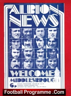 West Bromwich Albion v Middlesbrough 1974