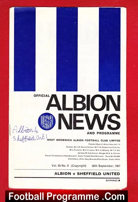 West Bromwich Albion v Sheffield United 1967
