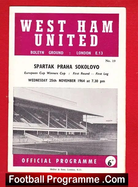 West Ham United v Spartak Praha Sokolovo 1964 – ECWC