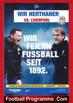 Wir Herthaner v Liverpool 2017 - Germany - football programme