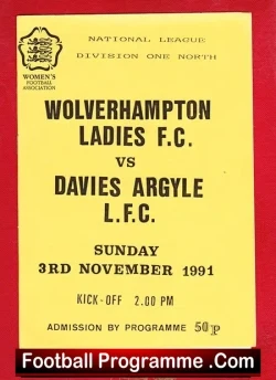 Wolves Wolverhampton Ladies v Davies Argyle 1991 – Womens Football