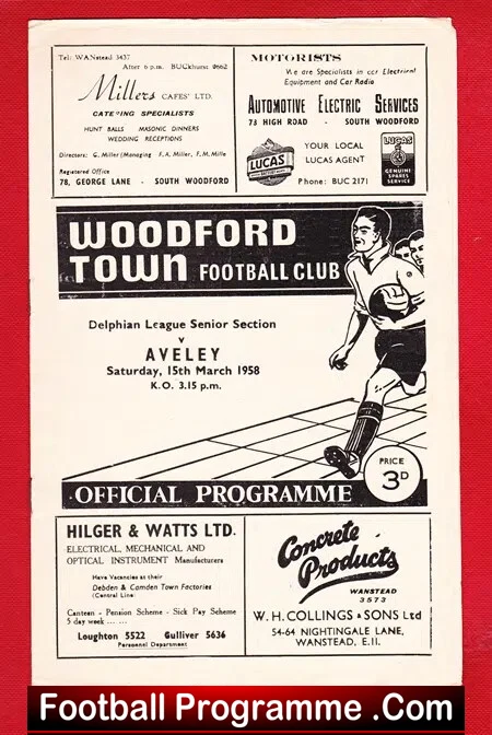 Woodford Town v Aveley 1958 – Delphian League