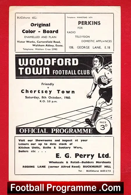 Woodford Town v Chertsey Town 1960 – Friendly Match