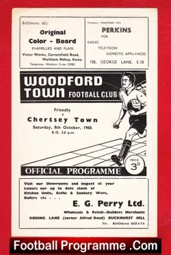 Woodford Town v Chertsey Town 1960 – Friendly Match