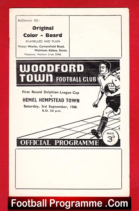 Woodford Town v Hemel Hempstead Town 1960 – Delphian League Cup
