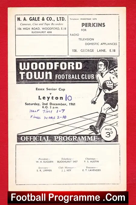 Woodford Town v Leyton 1961 – Essex Senior Cup