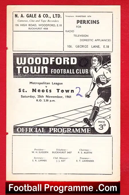 Woodford Town v St Neots Town 1961 – Essex Senior Cup