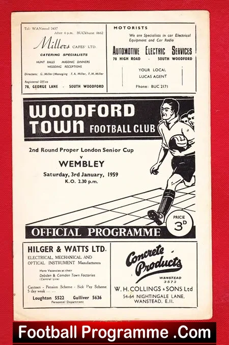 Woodford Town v Wembley 1959 – London Senior Cup