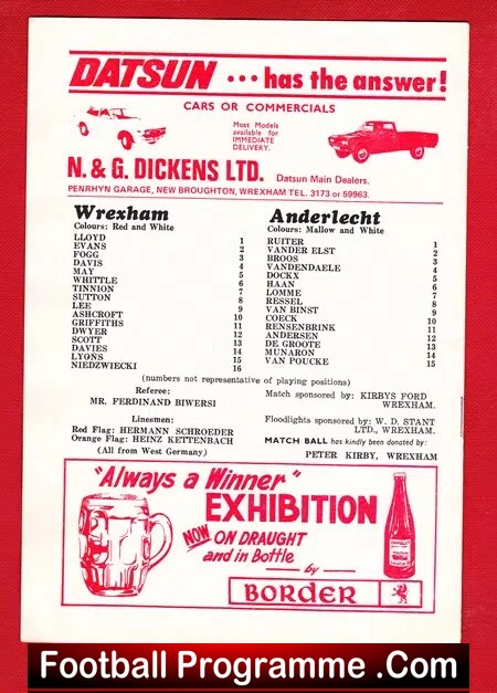Wrexham v Anderlecht 1976 - ECWC