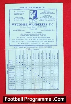 Wycombe Wanderers v Walthamstow Avenue 1962 – FA Cup Replay