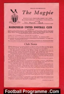 Wycombe Wanderers v Windsor Eton 1964 - Bucks Senior Cup Final - football programme