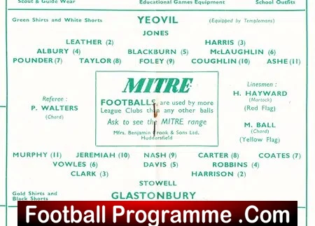 Yeovil Town v Glastonbury 1962 - Somerset Cup