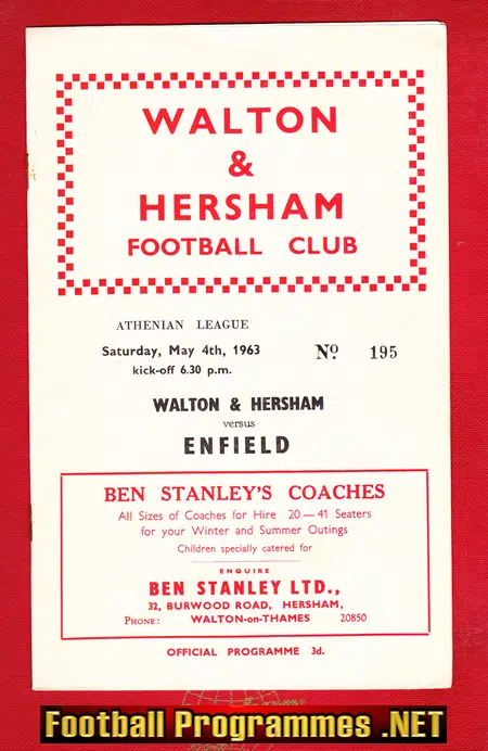 Walton Hersham v Enfield 1963 - Athenian League