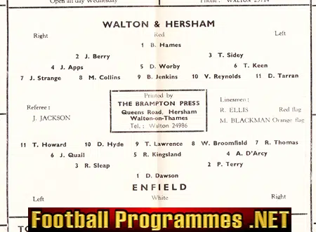 Walton Hersham v Enfield 1963 - Athenian League