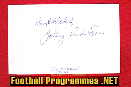 Manchester United Johnny Anderson Autograph Signed 1946 – 1949