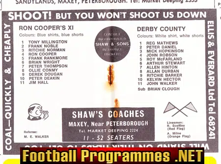 Ron Cooper Testimonial Benefit Match Peterborough United 1968