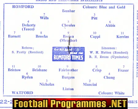 Romford v Watford 1962 - Friendly Match
