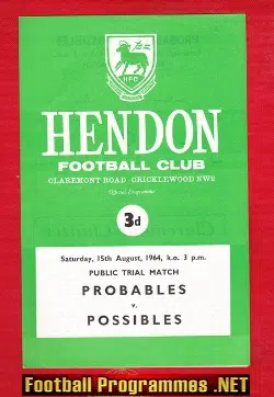 Hendon Probables v Hendon Possibles 1964 - Public Trials Match