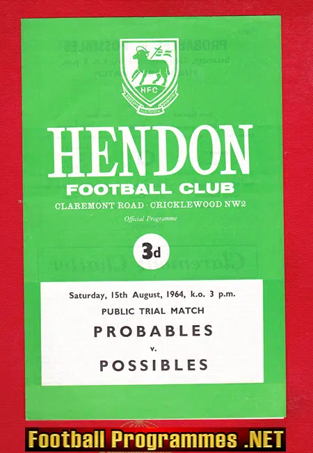 Hendon Probables v Hendon Possibles 1964 - Public Trials Match