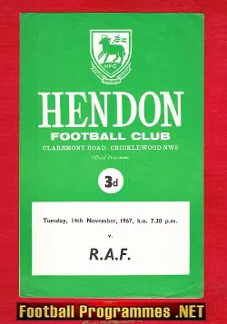 Hendon v Royal Air Force 1967 - RAF Football Team