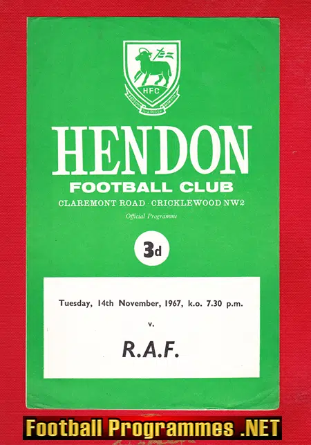 Hendon v Royal Air Force 1967 - RAF Football Team