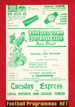Ashford Town v Gravesend Northfleet 1961 – Seanglian League