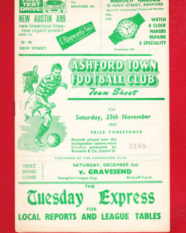 Ashford Town v Gravesend Northfleet 1961 – Seanglian League