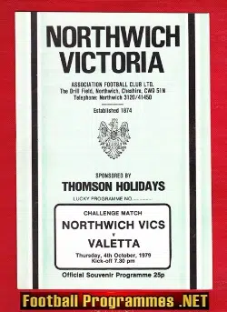 Northwich Victoria v Valetta 1979 – Malta Football Team