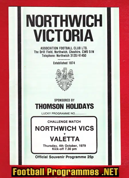 Northwich Victoria v Valetta 1979 – Malta Football Team