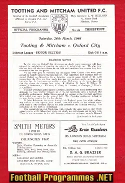 Tooting Mitcham v Oxford City 1966