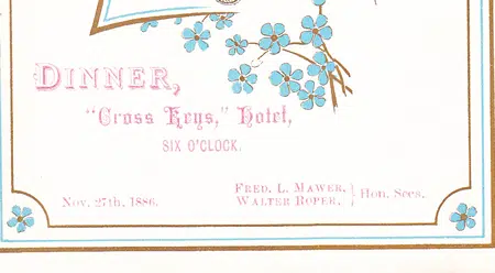 A Hull Rugby Club Dinner Menu Cross Keys Hotel 1886 - Antique