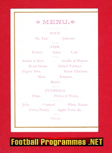 A Hull Rugby Club Dinner Menu Cross Keys Hotel 1886 - Antique