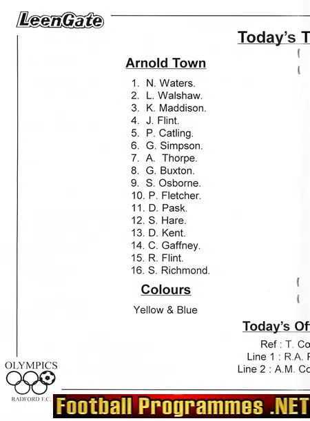 Arnold Town v Radford Olympic 1995 - Notts Senior Cup