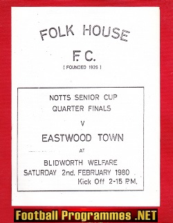 Folk House v Eastwood Town 1980 – Notts Senior Cup Quarter Final