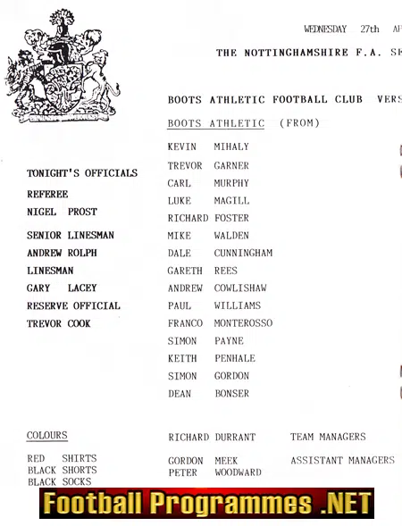 Boots Athletic v Clipstone 1994 - Notts Senior Cup Final
