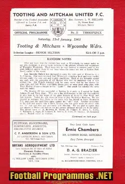 Tooting Mitcham United v Wycombe Wanderers 1965