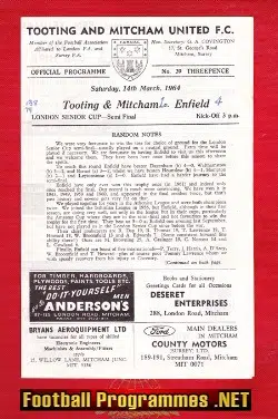 Tooting Mitcham v Enfield 1964