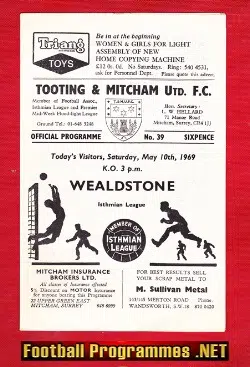 Tooting Mitcham United v Wealdstone 1969