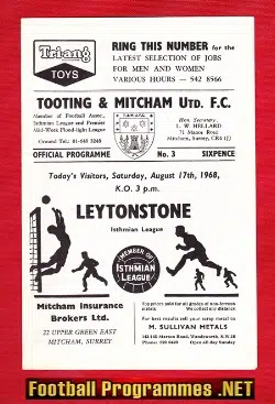 Tooting Mitcham United v Leytonstone 1968