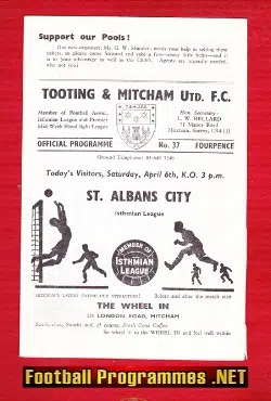 Tooting Mitcham United v St Albans City 1968