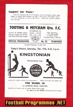 Tooting Mitcham United v Kingstonian 1968