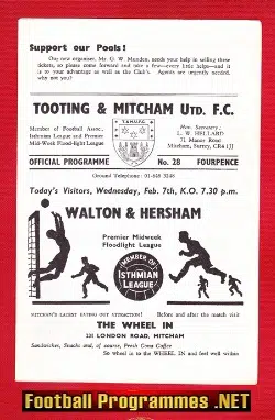 Tooting Mitcham United v Walton Hersham 1968